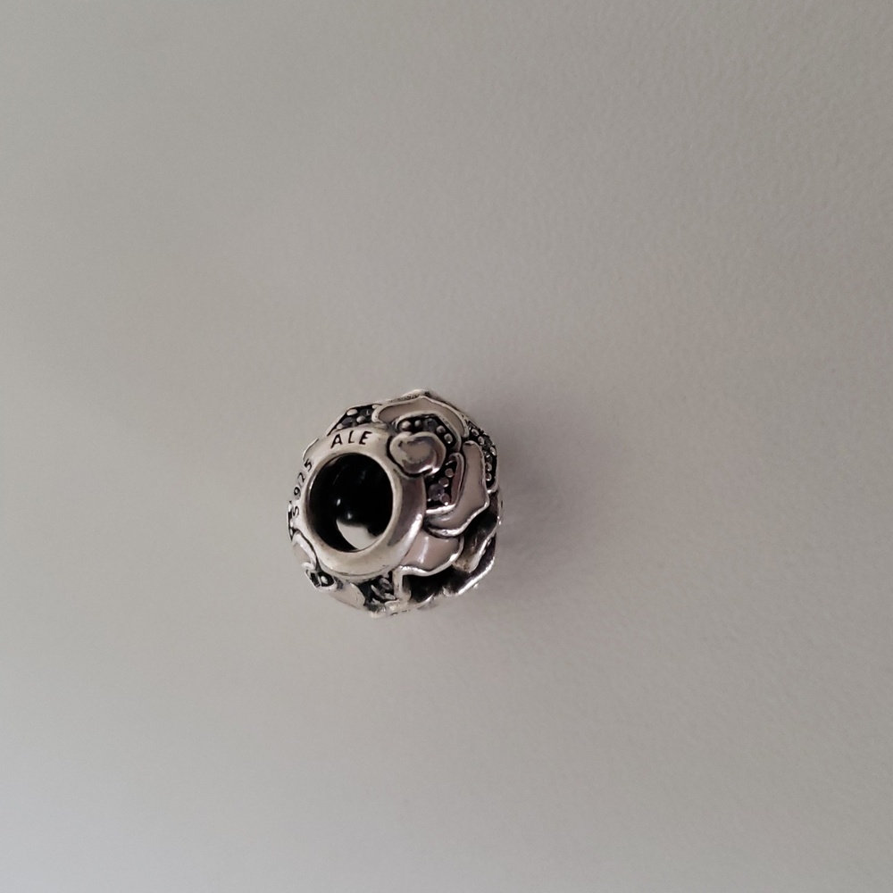 Authentic Pandora Charm Enamel Pink Delicate Rose